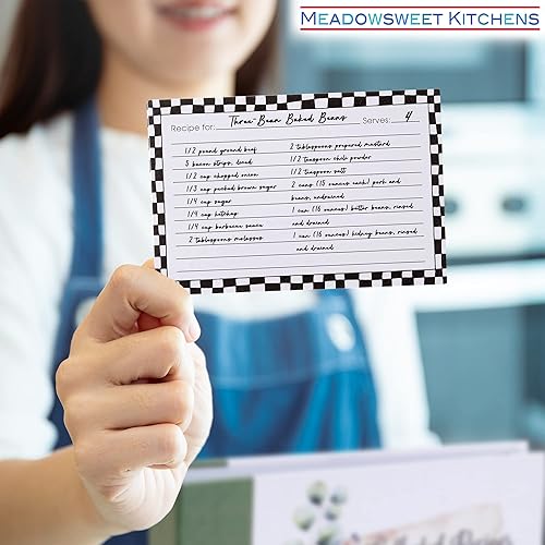 Miniatura 6 de Meadowsweet Kitchens Juego de tarjetas de recetas, 25 tarjetas de recetas de doble cara de 4 x 6 pulgadas, tarjetas en blanco de tamaño perfecto