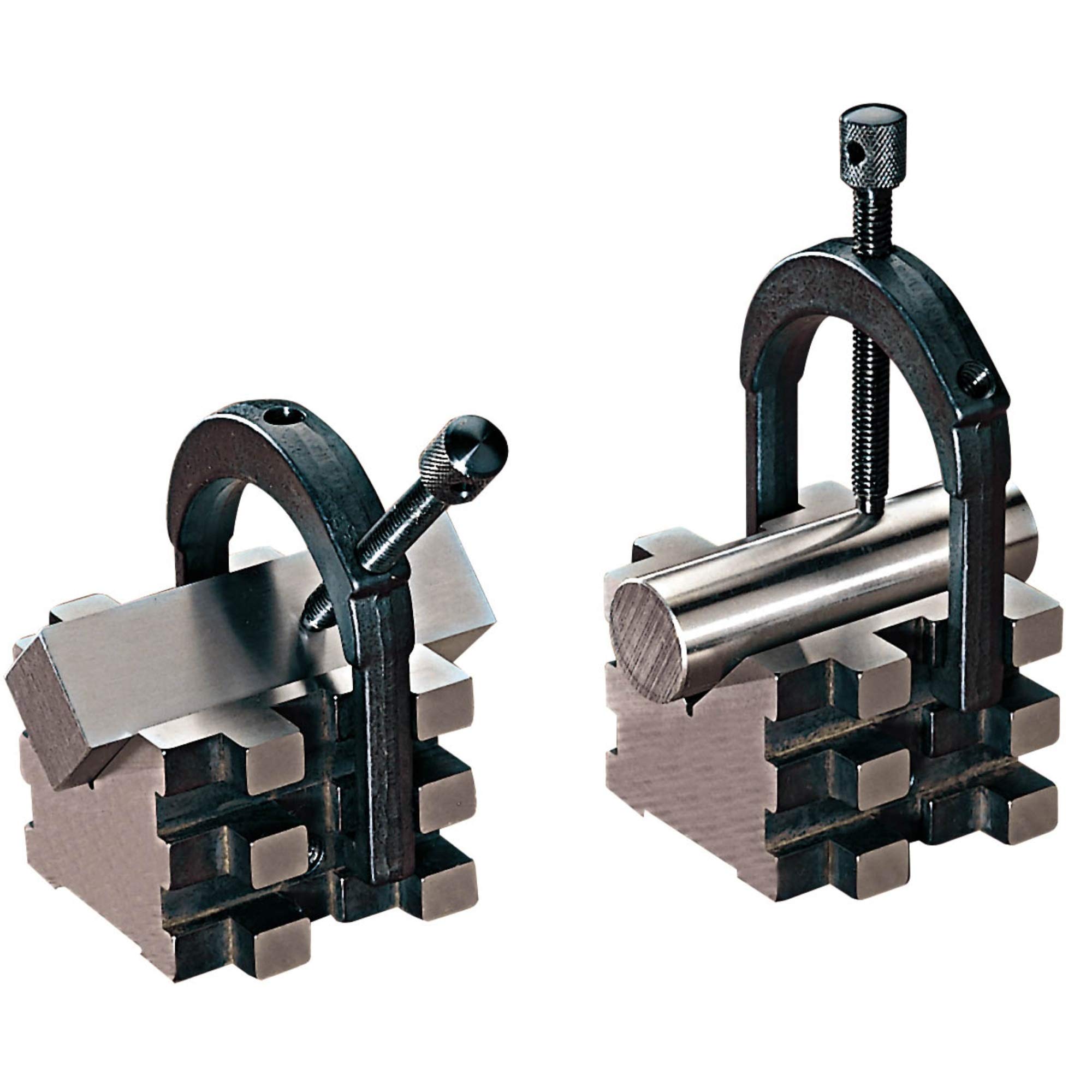 Starrett 568 C 2 V-blocks und 2 Klemme (zusammengehöriges Paar) Komplettes Set, 5,1 cm Durchmesser rund Kapazität, 1–7/40,6 cm quadratisch (1–9/40,6 cm mit Schraube oben)