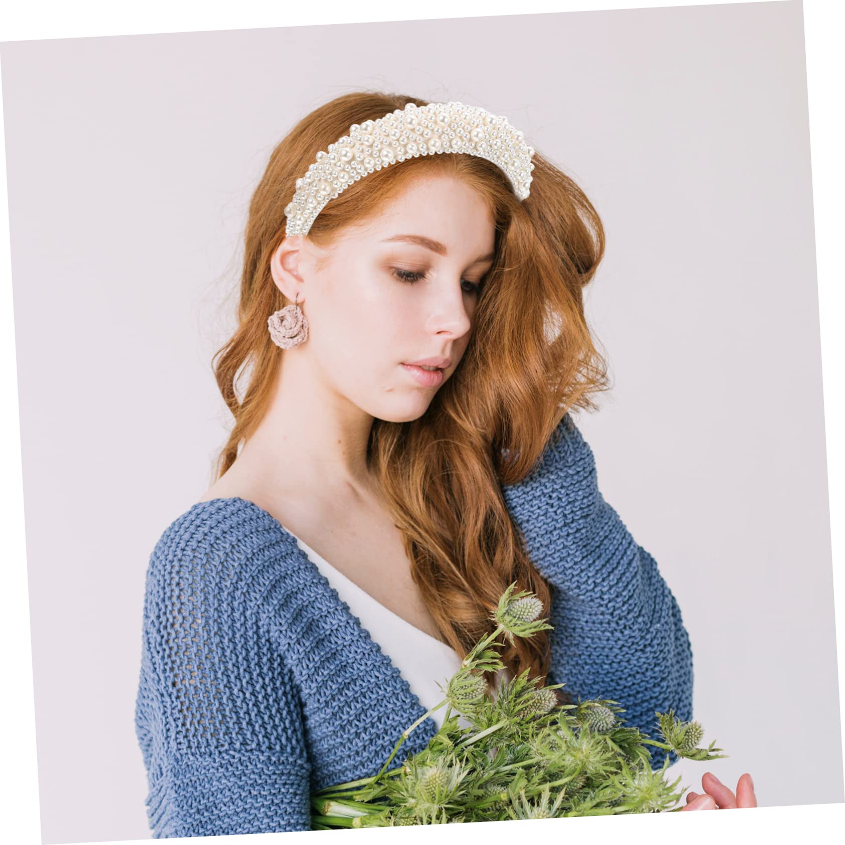 Mikinona 2pezzi Fascia da Capelli per Donna Decorazione in Perle Accessorio per Copricapo Elegante Cerchietto Decorativo Squisito per Feste e Uso Quotidiano