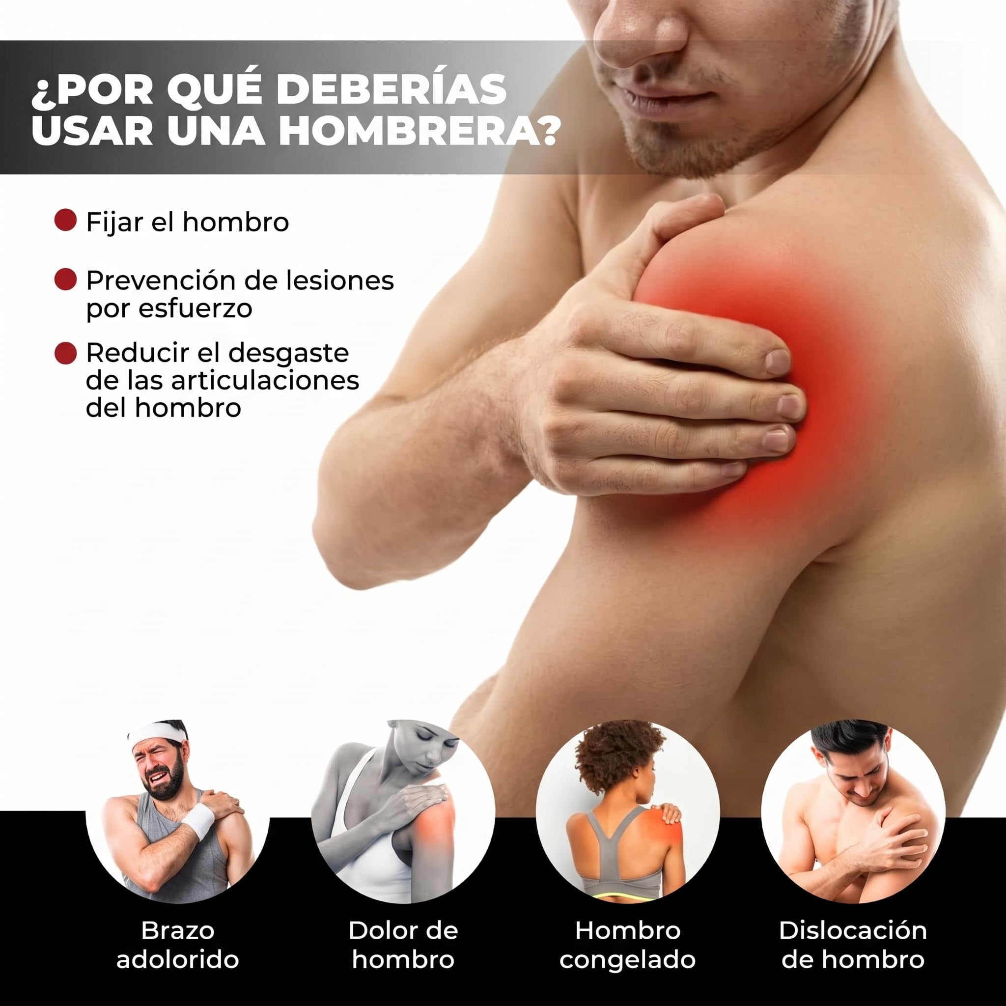 Astorn Soporte para Hombro Ajustable con Compresión Bidireccional y Neopreno Transpirable - Hombrera Ortopédica Unisex para Hombro Izquierdo o Derecho, Talla S/M con Velcro y Hebilla de Ajuste