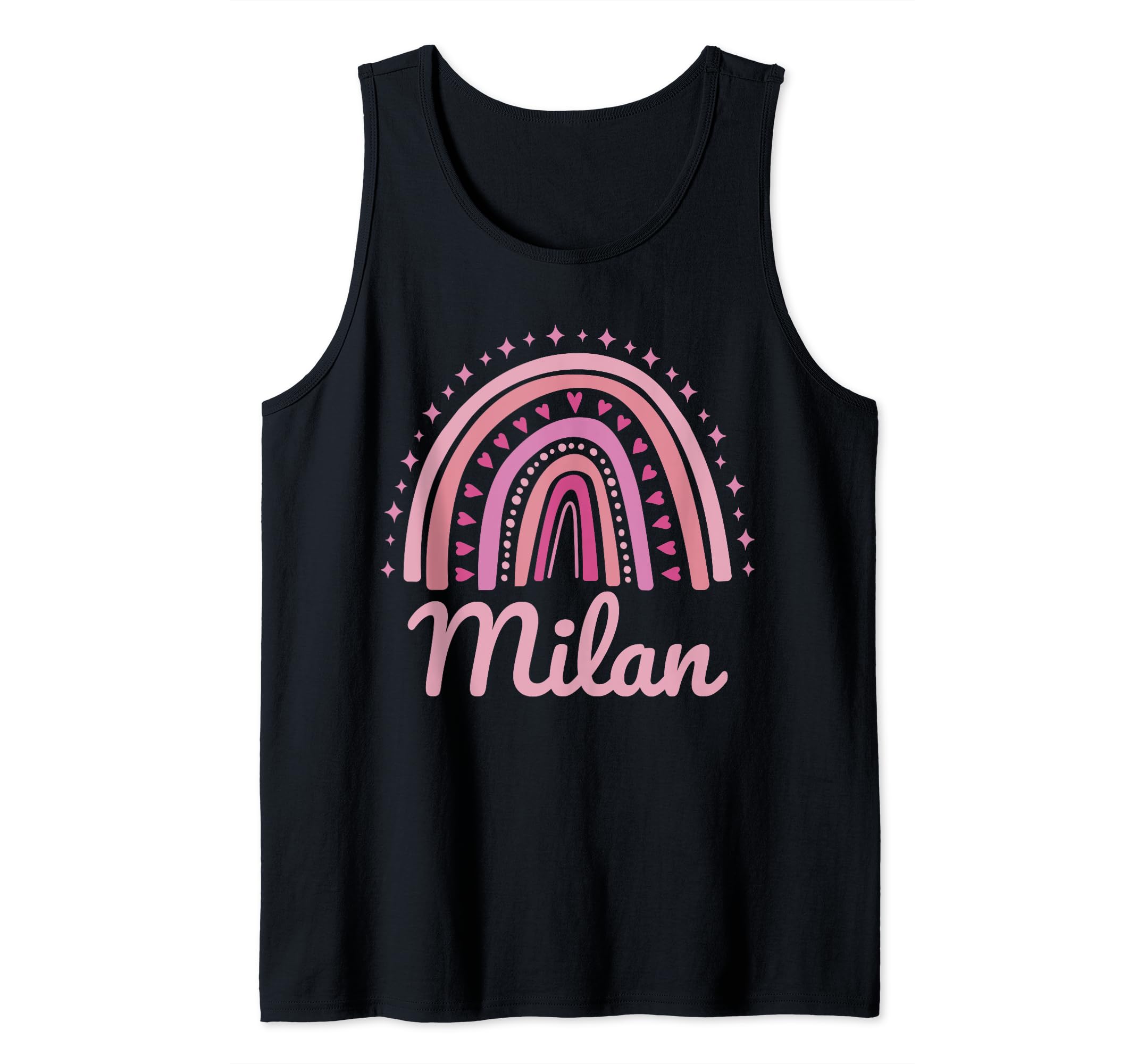 Milan Name Personalized Funny Women Pink Rainbow Milan Tank Top