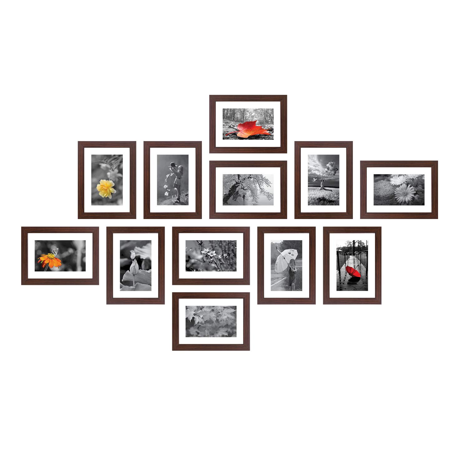 Amazon Brand - Solimo Brown Collage Set of 12 Photo Frames ( 6 X 8 Inch - 12)