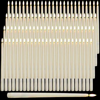 Baquler 100 Pcs Ivory Flameless Taper Candles Bulk