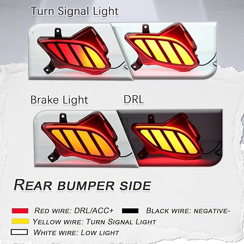 Miniatura 2 de GeeGee Conjunto de luz antiniebla LED de lente roja superior – Lámpara antiniebla trasera 3 en 1, luz de freno, reflector, compatible con Toyota