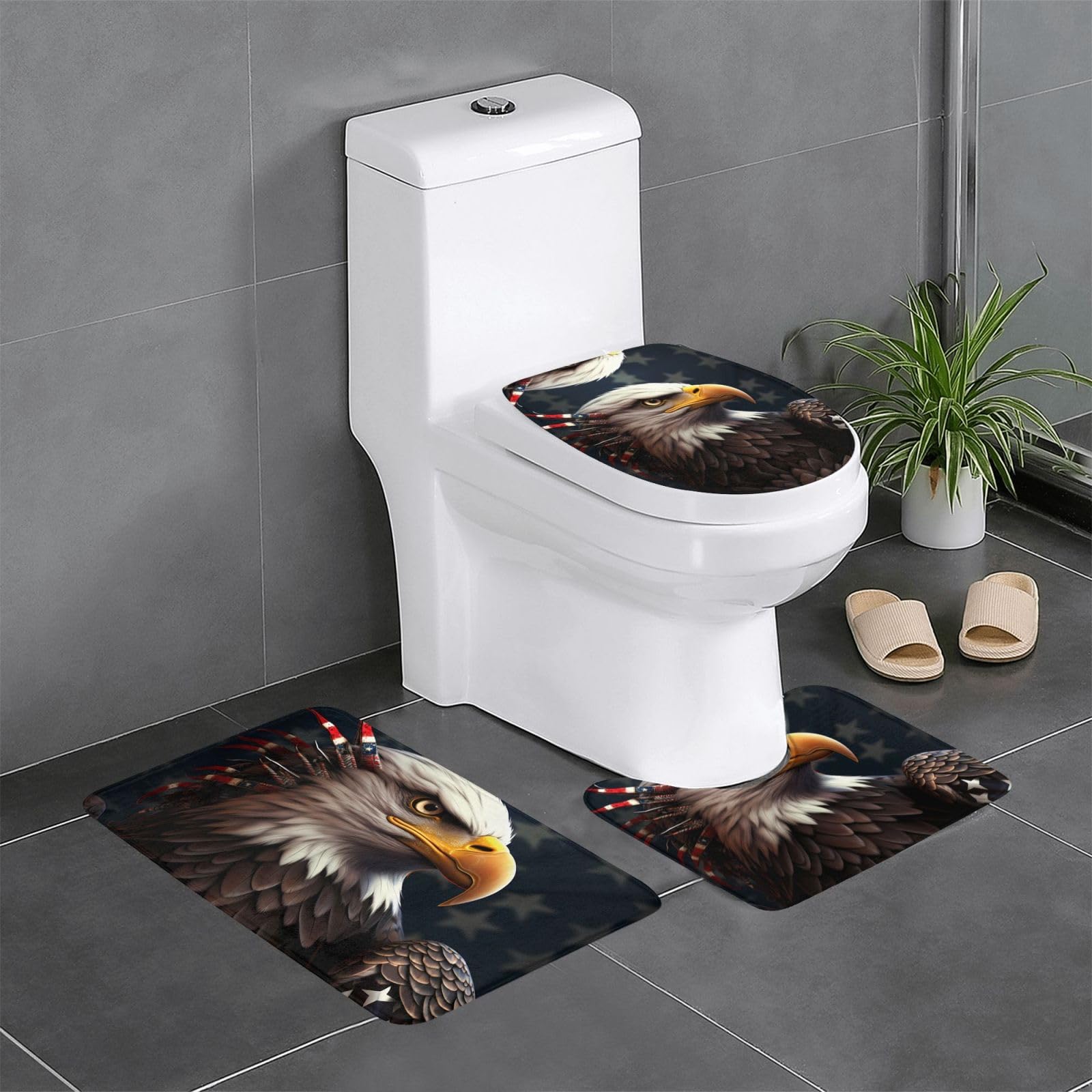 Tapis de bain aigle lavable lot de 3 pour sol sec et propre WC lavabo