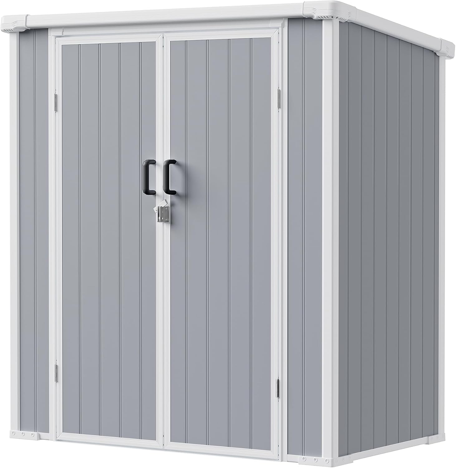 5x3 Resin Garden Sheds & Outdoor Storage on Clearance, Weather-Resistant Plastic Shed with Floor and Lockable Door for Garden Tools, Lawn Mower, Bike, Backyard Organization, Drak Grey