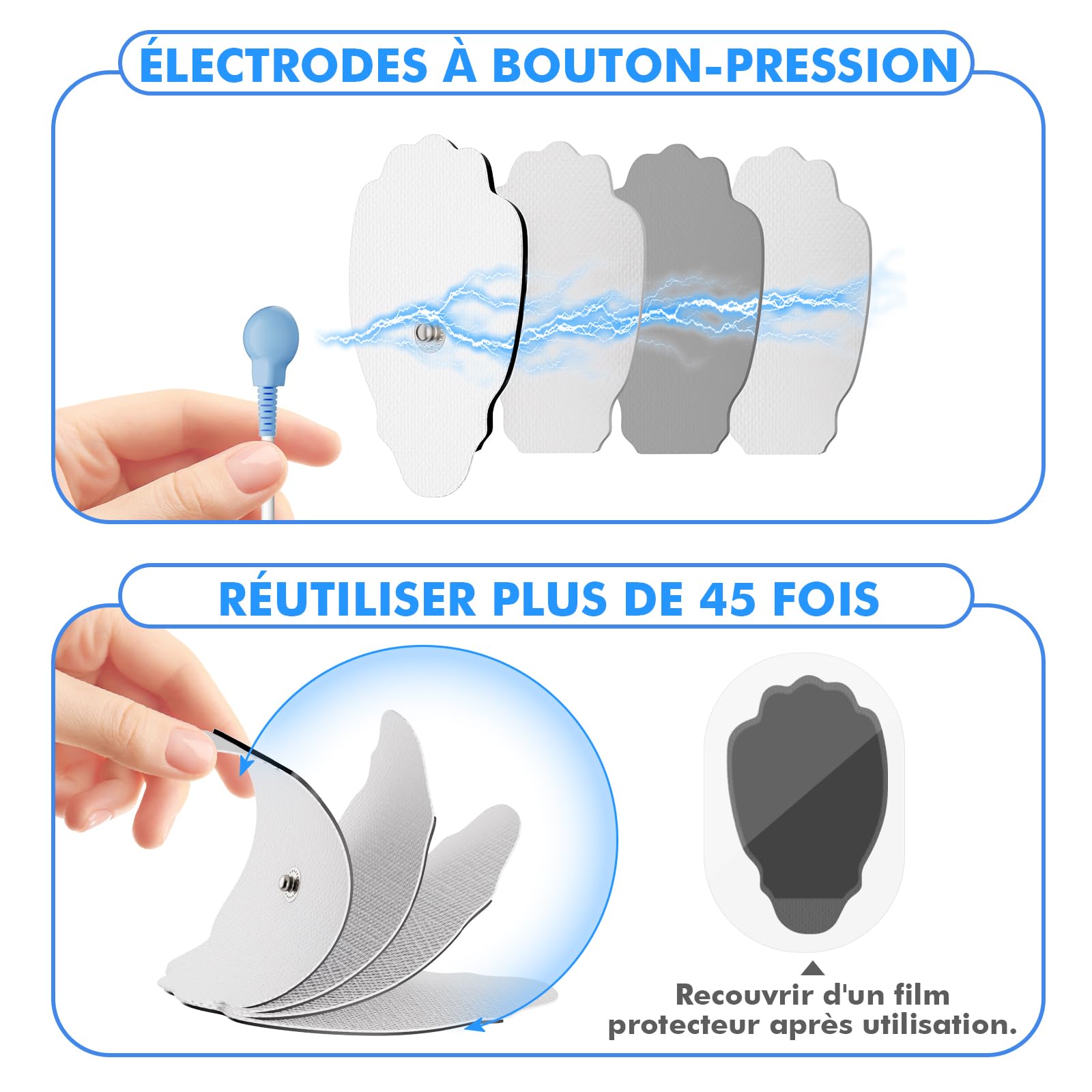3 EN 1 TENS EMS Électrostimulateur Musculaire pour le soulagement de la douleur, la stimulation musculaire, avec 2 Canaux Indépendant, 36 Programmes de Massage, 10 électrodes
