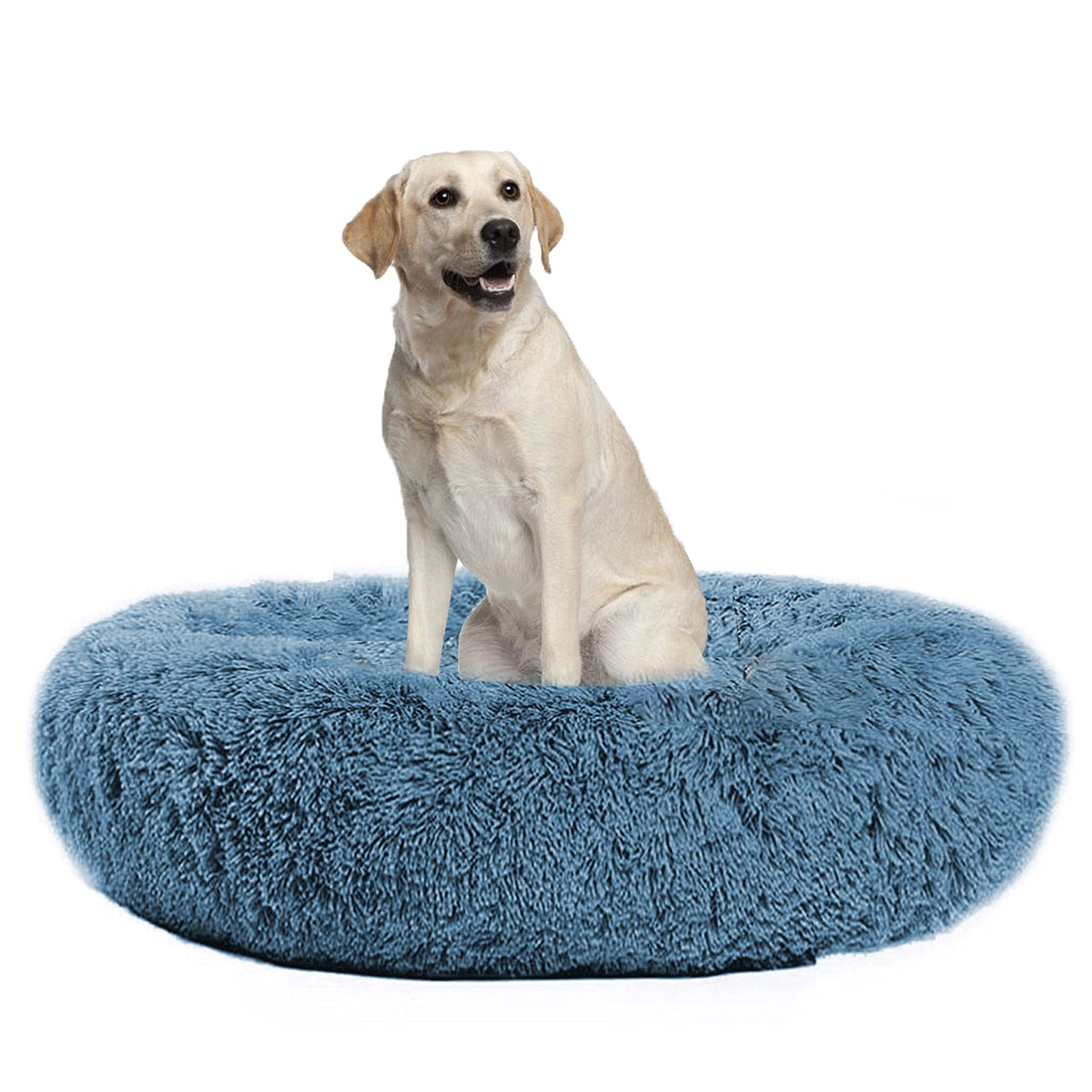Waigg Kii Dog Bed Plush Donut Large Pet Bed,Round Dog Beds Fluffy Cushion Xl,Soft Pet Bed for Large/medium/Small Dogs and Cats (70cm,Blue)