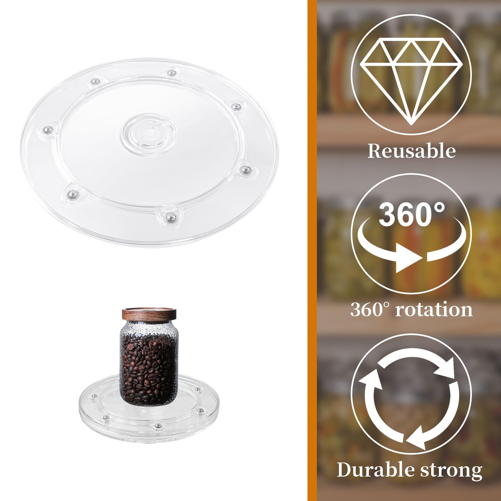 Lazy Susan Giradischi Trasparente 15 Cm – Piatto Girevole 360° Con Cuscinetti A Sfera Per Frigo, Dispensa, Torte