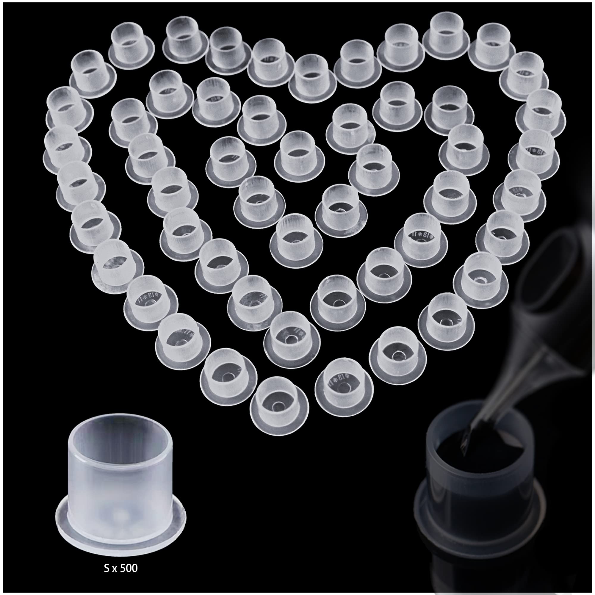 500PCS Small Tatoo Ink Caps with Base Plastic Pigment Cups for Tatoo Ink Tatoo Accessory Tatoo Supplies (500 pcs with Base)-image-24