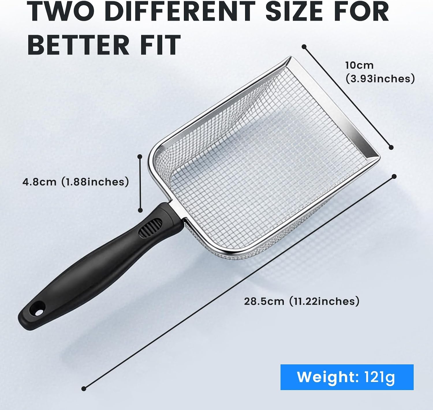 Cat Litter Scoop, Stainless Steel Mesh Scoop Away Cat Litter, Kitty Litter Scoop 2.8mm Hole, Non-Stick Cat Litter Scoop for Crystal Litter|Pine Pellets|Small Pieces, Litter Cleaner Beach Mesh Shovel