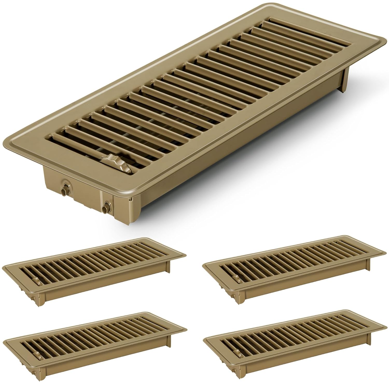 floor vents floor registers 4x12 inch, heavy duty metal heat air vent covers 4 x 12 with rust proof finish for home office wall floor registers grilles & vents (4, brown, 4x12 inches) 4x12 inches brown 4