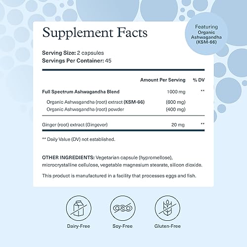 Miniatura 2 de Youtheory Ashwagandha - 1,000 mg - Suplemento de apoyo para el estrés y el cortisol - Mezcla de hierbas adaptogénicas con Ashwagandha KSM-66 y