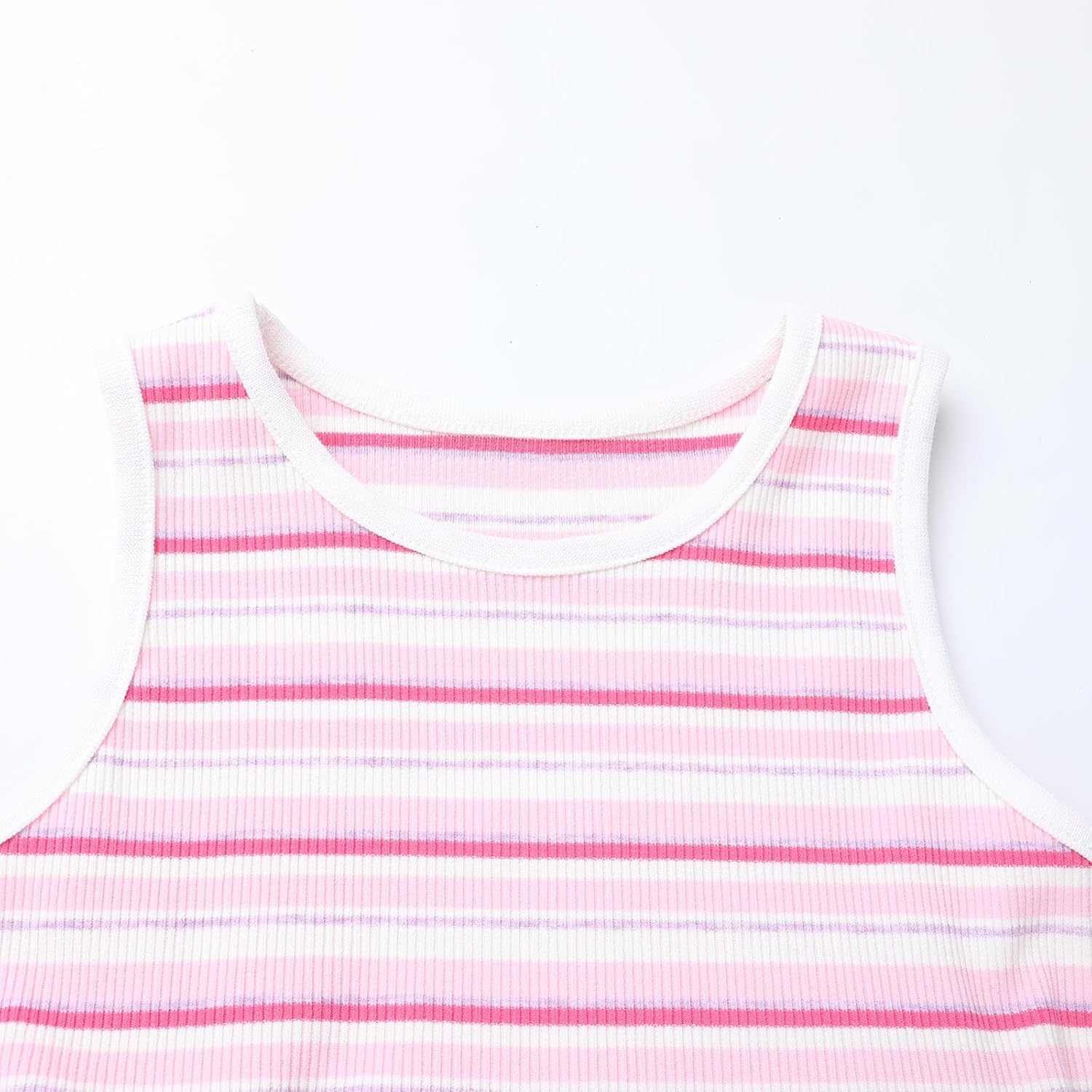 HILEELANG Girls Tulle Dress Sleeveless Ribbed Striped Top Spring Summer Outfit for Toddler Little Girls 2-8 Years