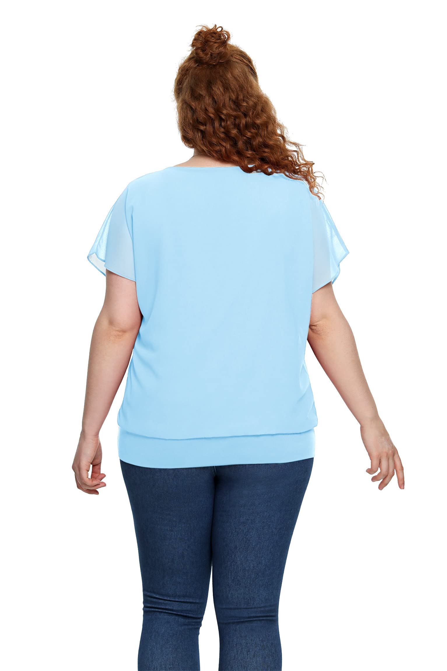 Yommay Blusas de verano para mujer, elegantes, informales, de gasa, camisetas de manga corta