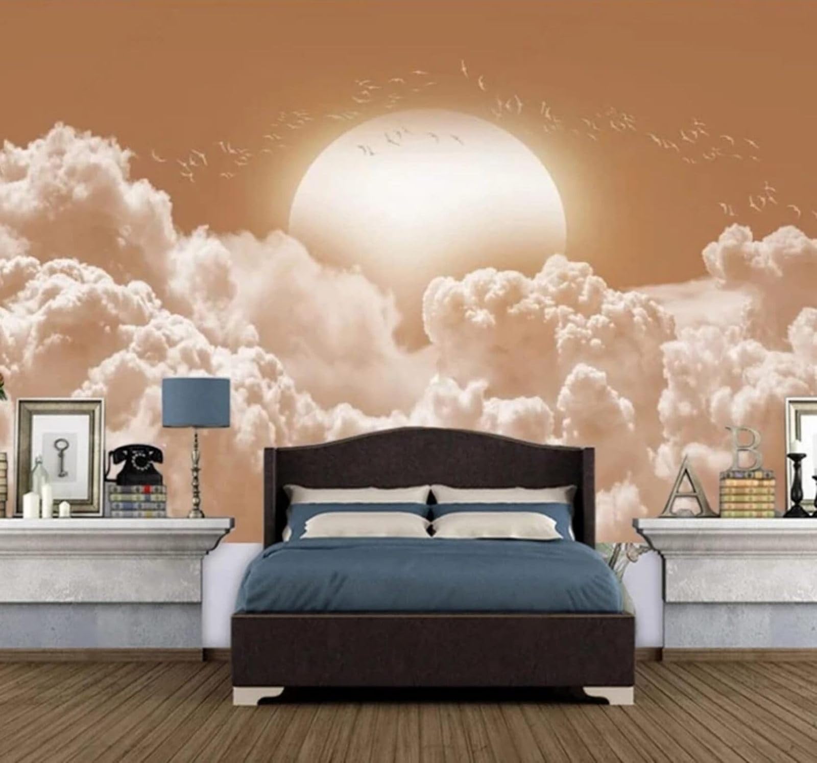XLMING Ethereal White Clouds Sunrise Birds in Flight Landscape 3D Wallpaper Luxury Home Dining Decor Paste Sofa Living Room The Wall for Bedroom Mural-400cm×280cm