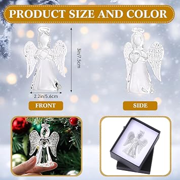 Tioncy 4 Pcs Crystal Angel Hanging Ornaments, and Glass Crystal Angel Decor Gift for Women, Blessing Gift for Women Nurse Coworker Friendship Anniversary(Heart)