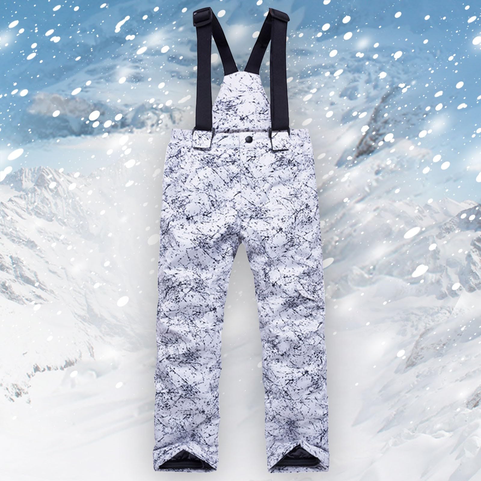FGUUTYM Schneehose für | Winter-Ski-Latzhose mit Cargo- | Isolierter, wandelbarer Schneeanzug für Mädchen und 146