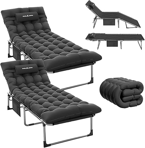 Amopatio Catres plegables para acampar para adultos 2 personas, diván reclinable de 5 posiciones con colchones de doble capa ultra cómodos, silla de