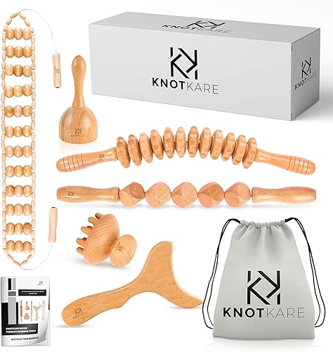 Juego de 6 herramientas de masaje de terapia de madera, kit de maderoterapia fácil de usar, profesional, reducción de celulitis, alivio del dolor