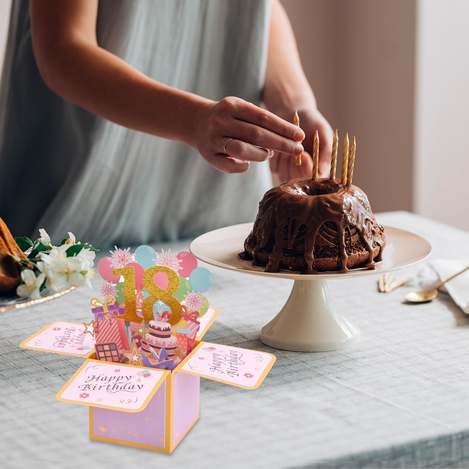 Birthday Card 18th Birthday Girl 3D Stereo Box, 18th Birthday Woman Birthday Card With High-Quality Glitter Powder, Birthday Card Multipack, Laser Cave, Birthday Gift For Girls - View #4