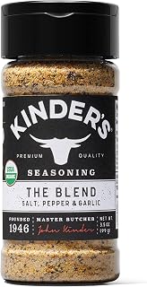 Kinder's Organic The Blend Seasoning: Salt, Cracked Pepper & Garlic, USDA Certified Organic, MSG-Free, 3.5oz Jar
