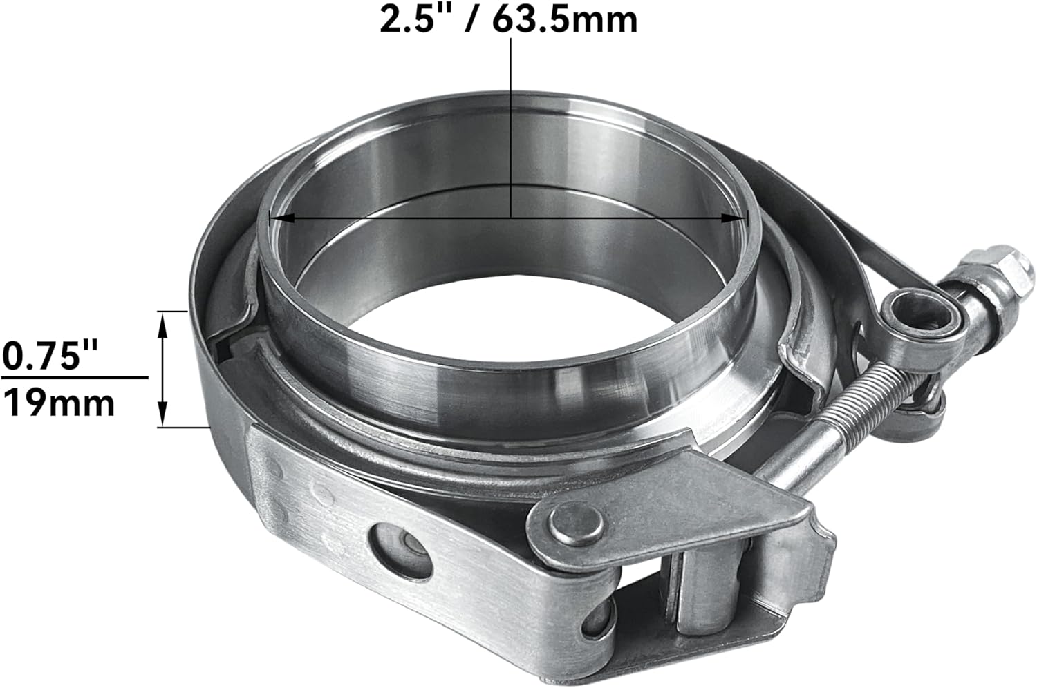 HFS(R) V-Band Clamp Stainless Steel 304 with Flange Male Female Quick Release for Exhaust System (2.5 IN)