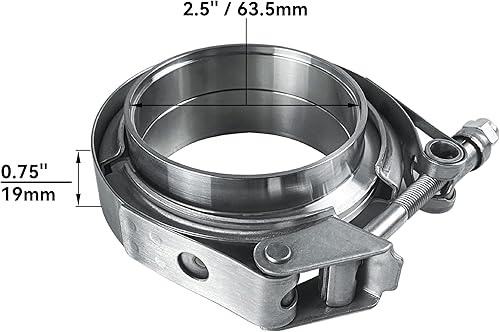 Miniatura 2 de HFS (R) Abrazadera de banda en V de acero inoxidable 304 con brida macho hembra liberación rápida para sistema de escape (2.5 pulgadas)