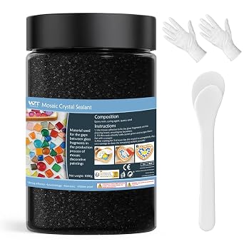 Mosaic Crystal Grout 1000g, Mosaic Tile Accessories, No Water Needed, Fast-Drying, Essential for Handmade Grouting, Mosaic Crystal Sealant for All Tiles & Surfaces Black