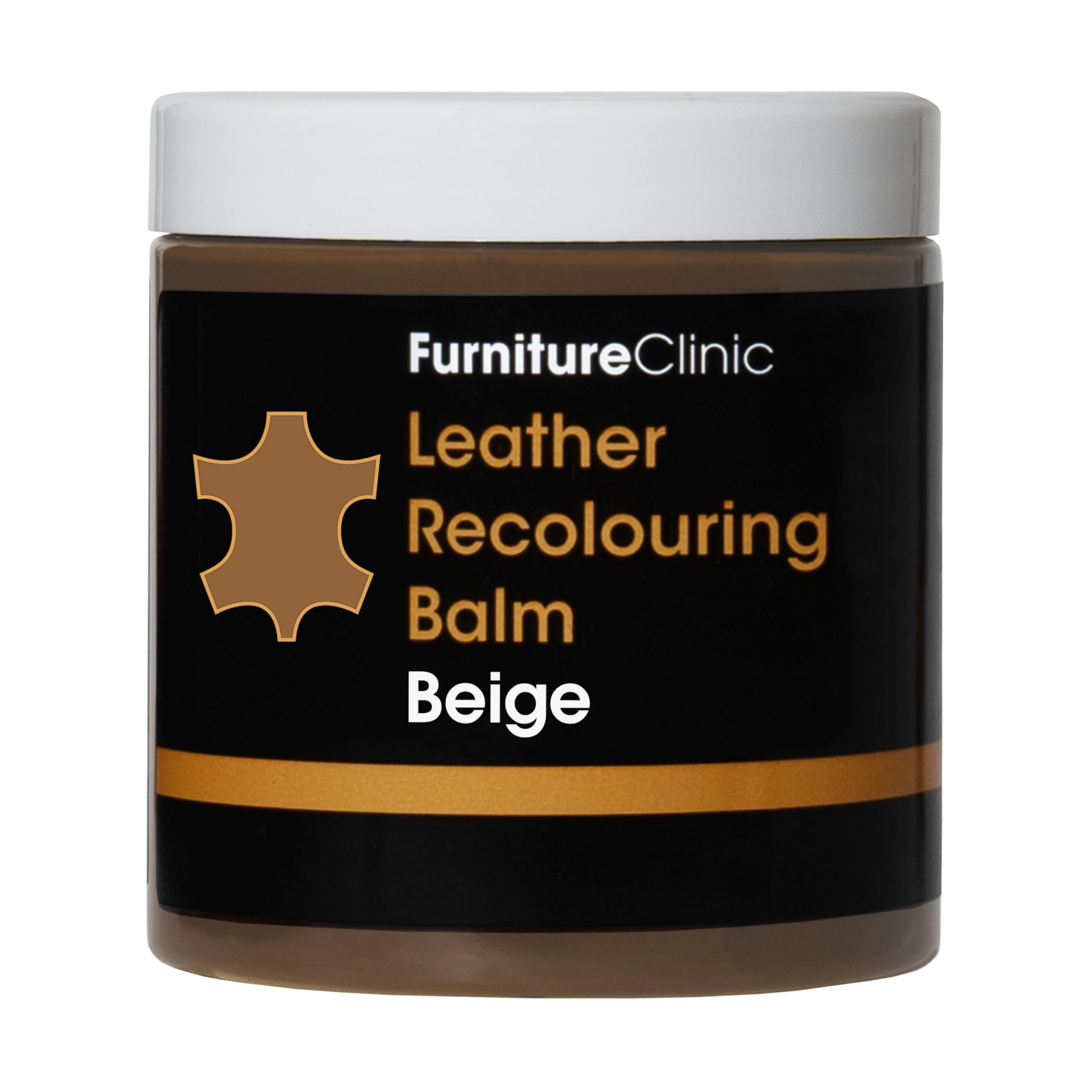 Furniture Clinic Leather Recolouring Balm - Leather Colour Restorer for Sofas, Leather Colour Repair for Faded & Scratched Leather Upholstery, Car Seats, Shoes and Clothing - 16 Colours (Beige)