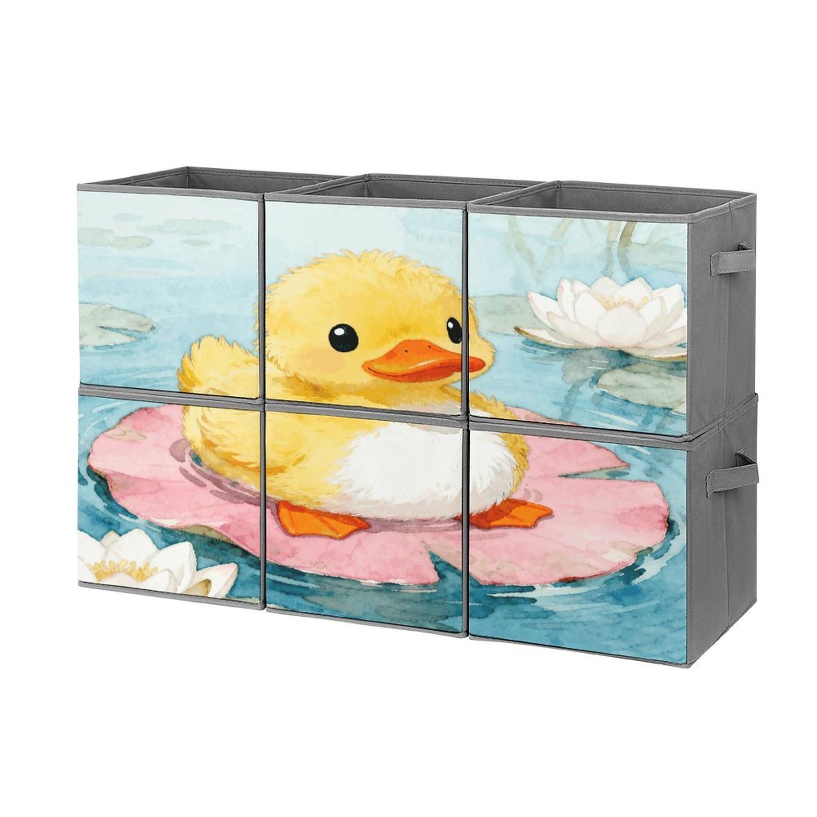 FodPand Funny Duck Storage Bins Cubes Fabric Cube Organizer Foldable Storage Boxes Large Storage Baskets Oxford Cloth Cube Bins for Home Clothes Closet Organizers 6 Pack