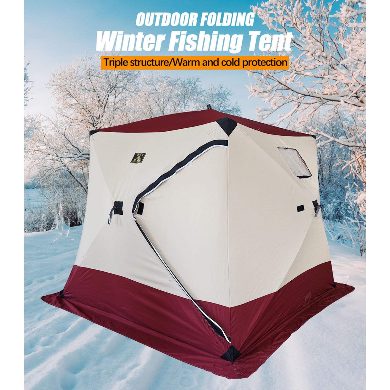 Tente de pêche sur glace isolée pop-up pour 3-4 personnes avec sac de transport