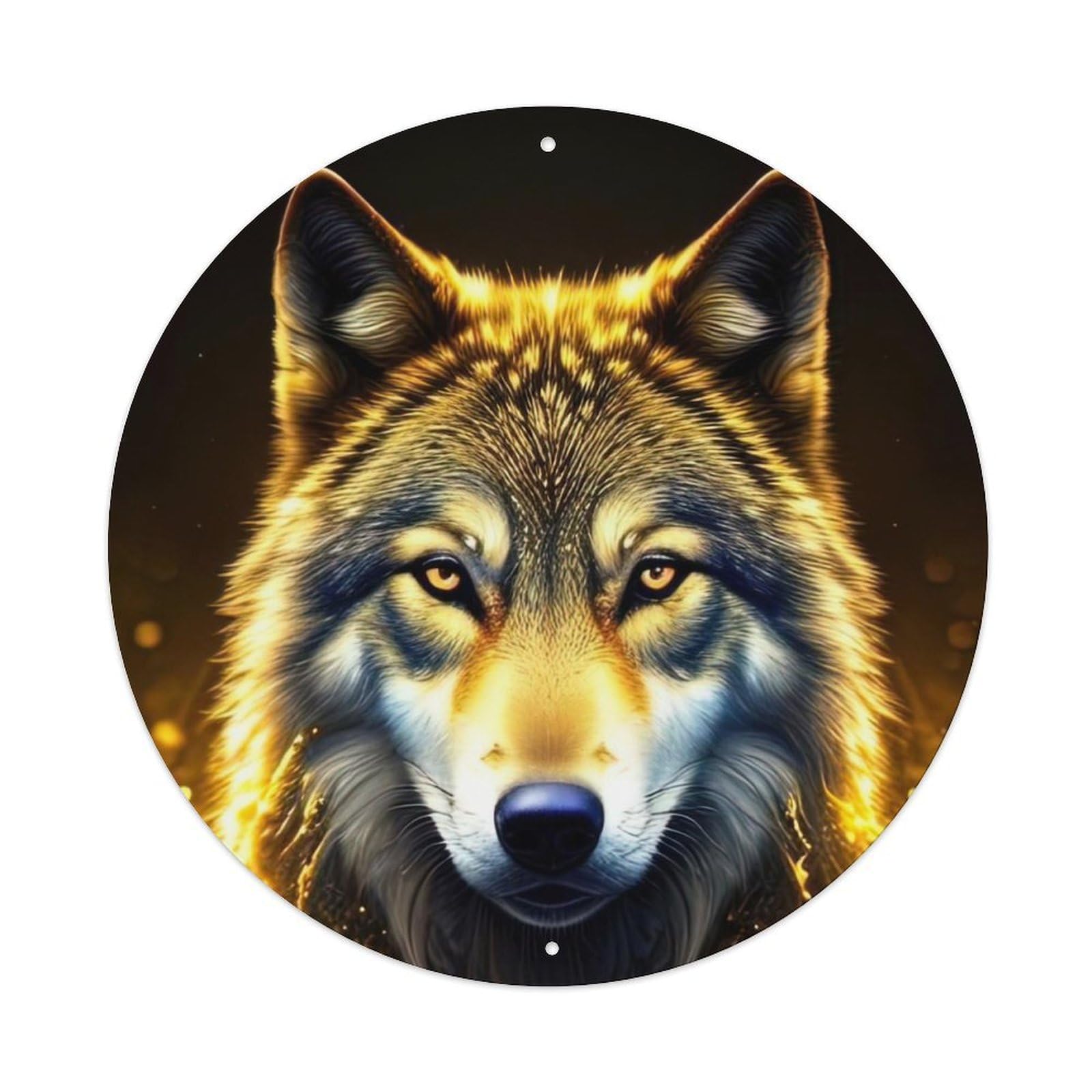 Animal Artwork Glowing Wolf Vintage Metal Tin Sign Plaque Wall Decor for Cafe, Club Bar, Office, Garden Metal Poster 8x8Inch