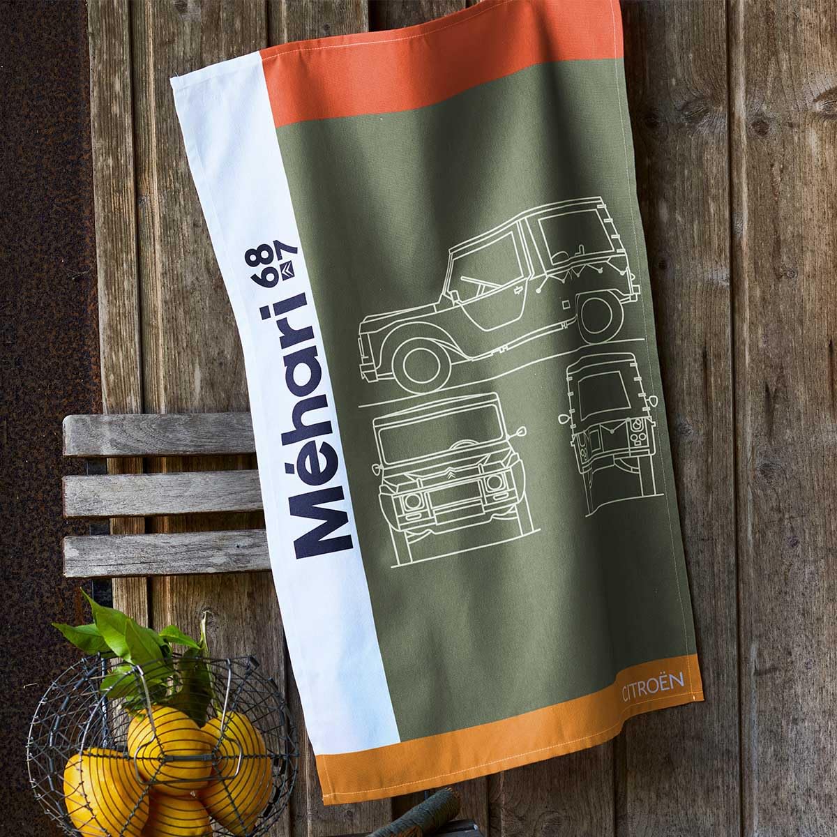 Coucke Printed Cotton Tea Towel, Citroen Mehari, 50 x 75 cm, Citroën Mehari - Image 2