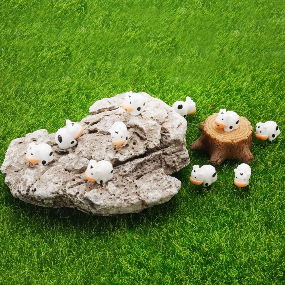 100 Pcs Mini Vache Figurines Résine Vache Miniature Animaux Figurines Fée Jardin Miniature Mousse Paysage DIY Artisanat Facile à Utiliser