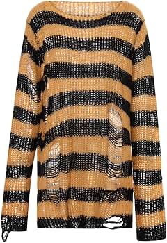 Women Punk Gothic Long Sweater Hollow Out Knit Jumper Hole