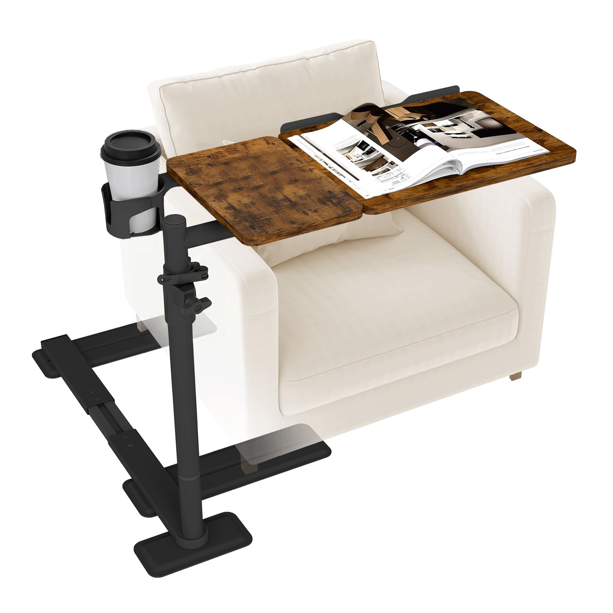 Photo 1 of YUHFERA Swivel Side Table with Tilting Top - Rustic Brown