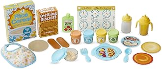 Melissa & Doug Mine to Love Mealtime Play Set for Dolls with Bottle, Pretend Baby Food Jars, Snack Pouch, More 24 pcs, Multi