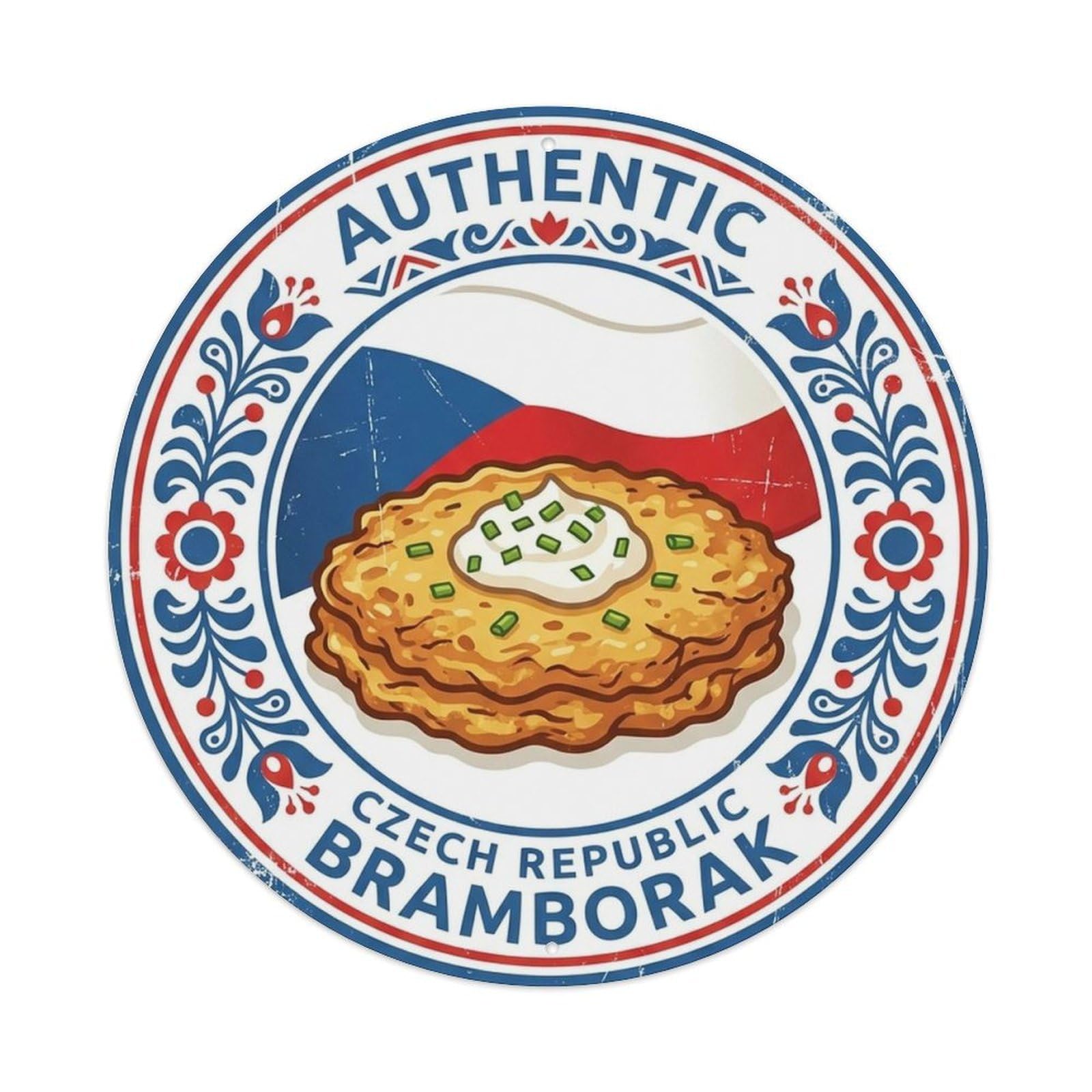 Czech Republic Travel Bramborak Czech Potato Pancake Metal Tin Sign