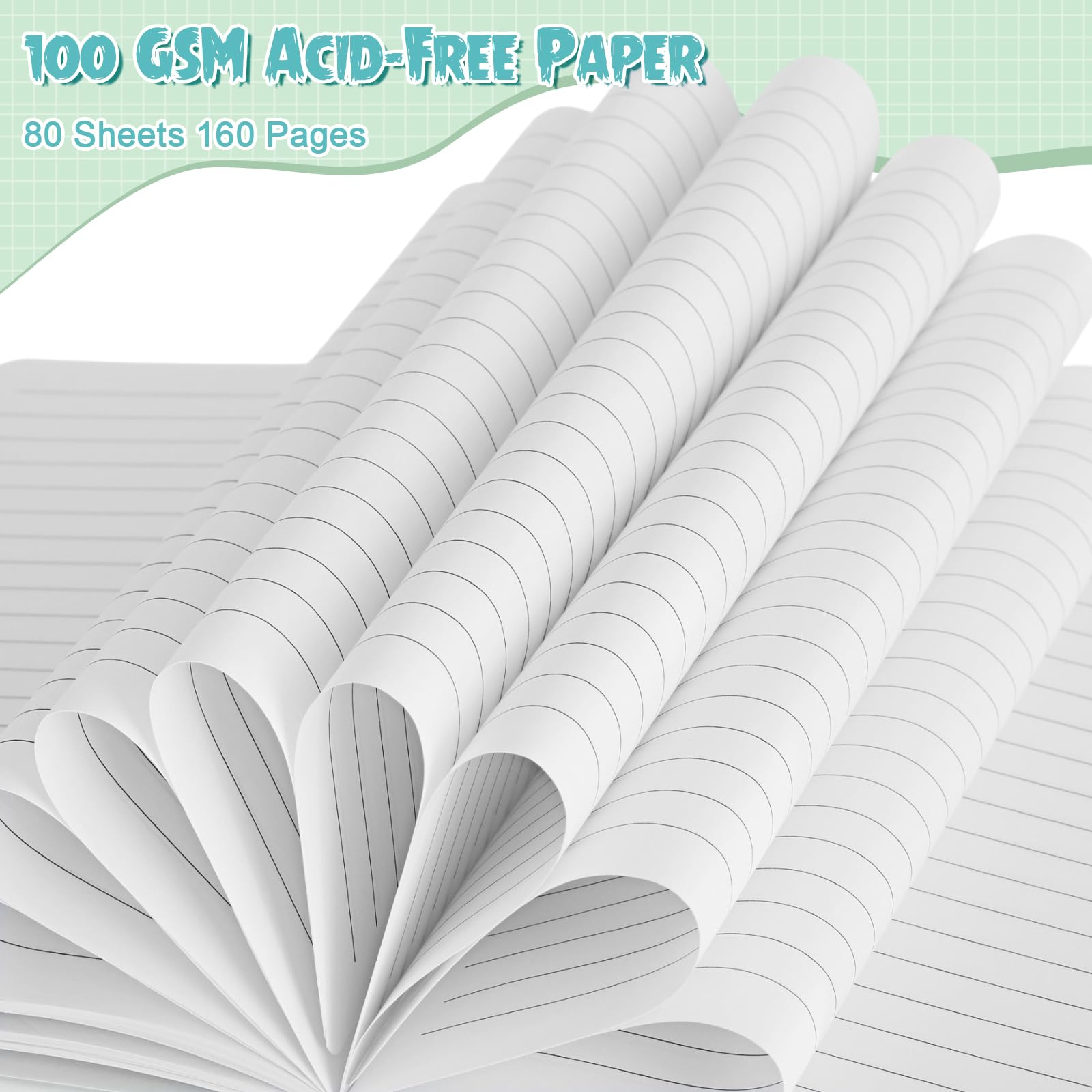 Laumoi Paquete de 14 cuadernos rayados de 5.5 x 8.2 pulgadas, cuaderno de tapa dura A5, bloc de notas con rayas universitarias con soporte para bolígrafo, diarios rayados de piel sintética para