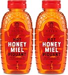 Nate's Hot Honey - 100% Miel pur infusé avec des flocons de poivre Habanero Chili, Goût primé - 500g Bouteille à pression