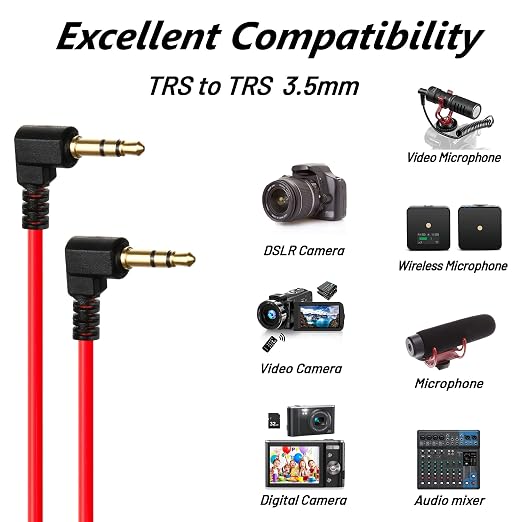 Cable TRS 3.5mm para micrófono adaptador rojo miniatura 3