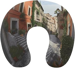 Neck Pillow Memory Foam Travel Pillow Street of Italy Neck Support Airplane Pillow with Washable Cover for Traveling Car