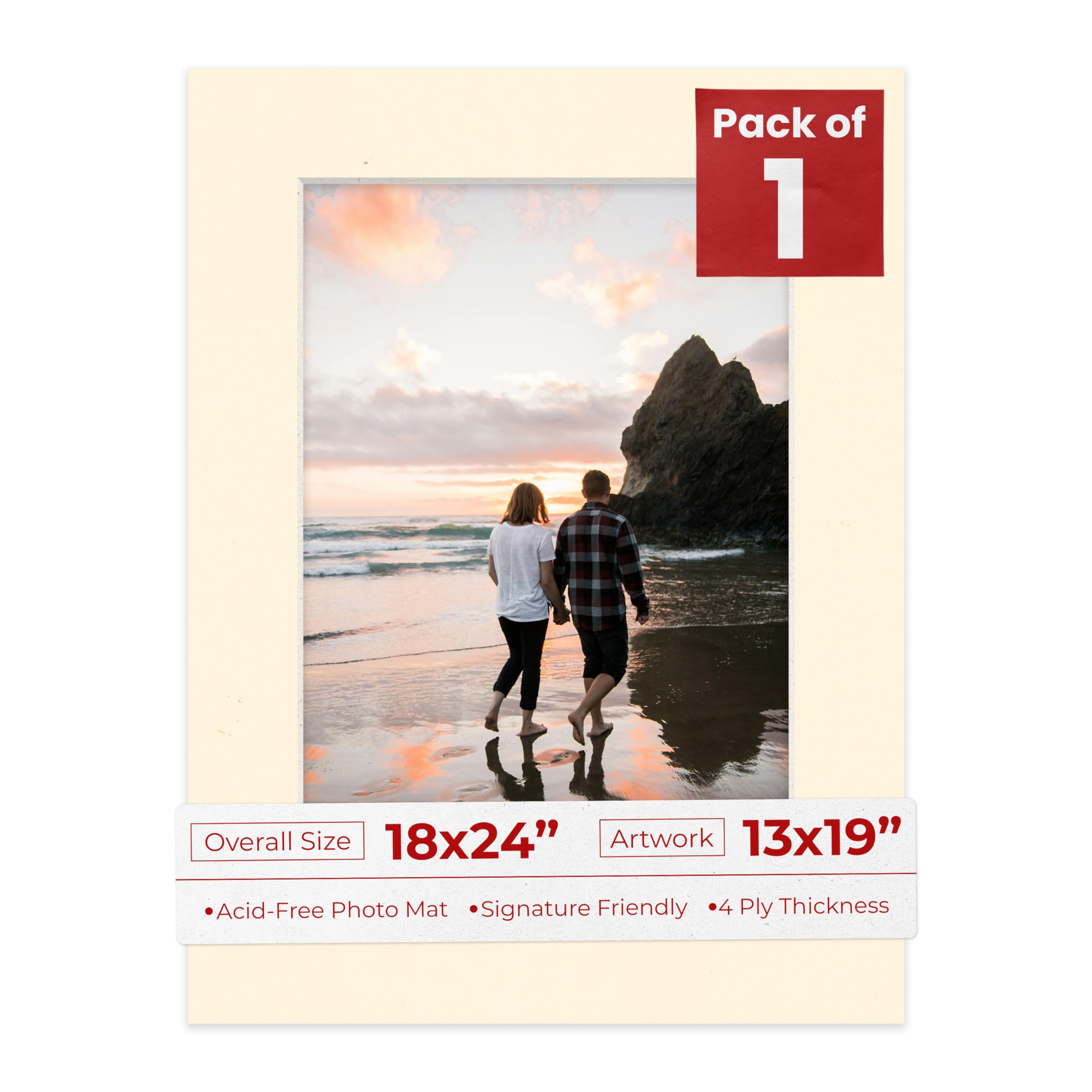 Poster Palooza 18x24 Mat Bevel Cut for 13x19 Photos - Acid Free Cream Precut Matboard - For Pictures, Photos, Framing - 4-ply Thickness-image-46