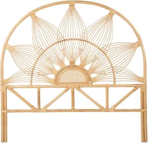 Kouboo Twin Size Rattan Headboard Sunflower Boho Bedroom Decor Natural