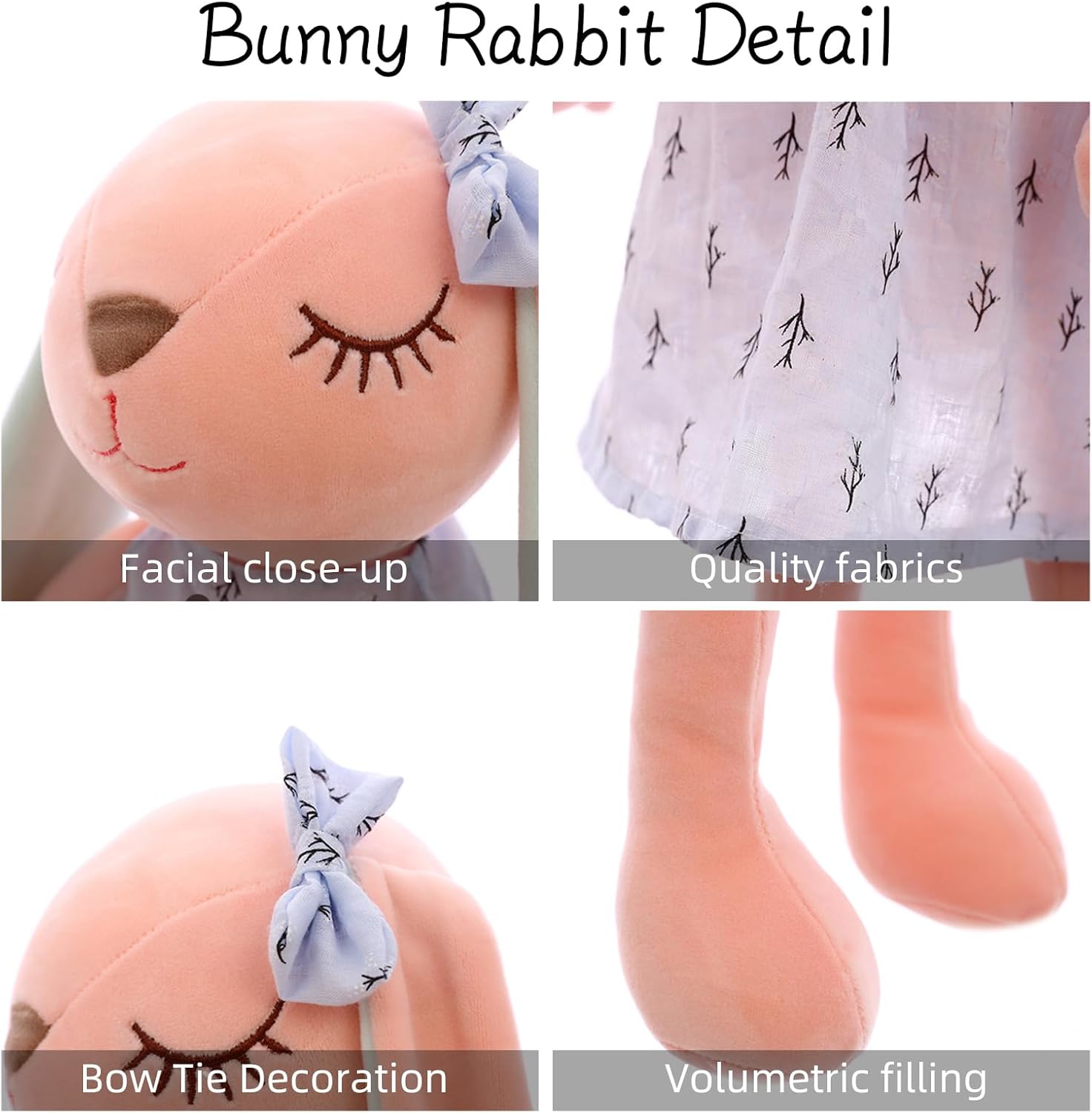 Dyoart Personalized Easter Bunny Rabbit with Name, HandMade Embroidered Custom Plush Toys, Customized Easter Gifts for Baby Toddler Girl