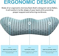 Vista 2 de DIKEDON Almohada de apoyo lumbar de espuma viscoelástica, cojín de apoyo para aliviar el dolor de espalda baja, almohada lumbar ergonómica