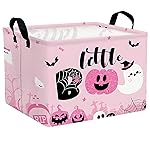 ASKETAM Halloween Basket Gift Cute Pumpkin Ghost Parties Decor Kid Trick or Treat Basket for Boys and Girls Rectangular Storage Bin Box (Pink)