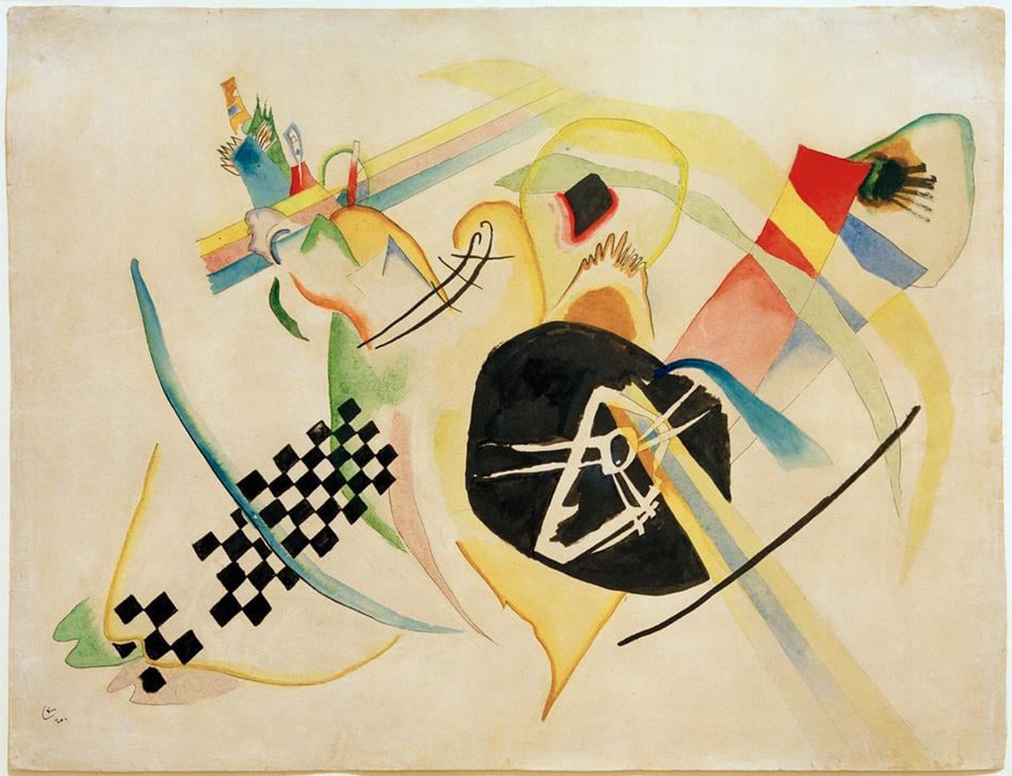 Tableau moderne Weiss I de Kandinsky 60x90cm aux contrastes nets