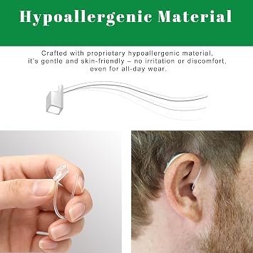 6pcs Hearing Aid Sport Lock - 6 Pack Retention Tails for Oticon 85dB Hearing Aids, Anti-Slip Sport Accessory with Hypoallergenic Material & All-Day Comfort